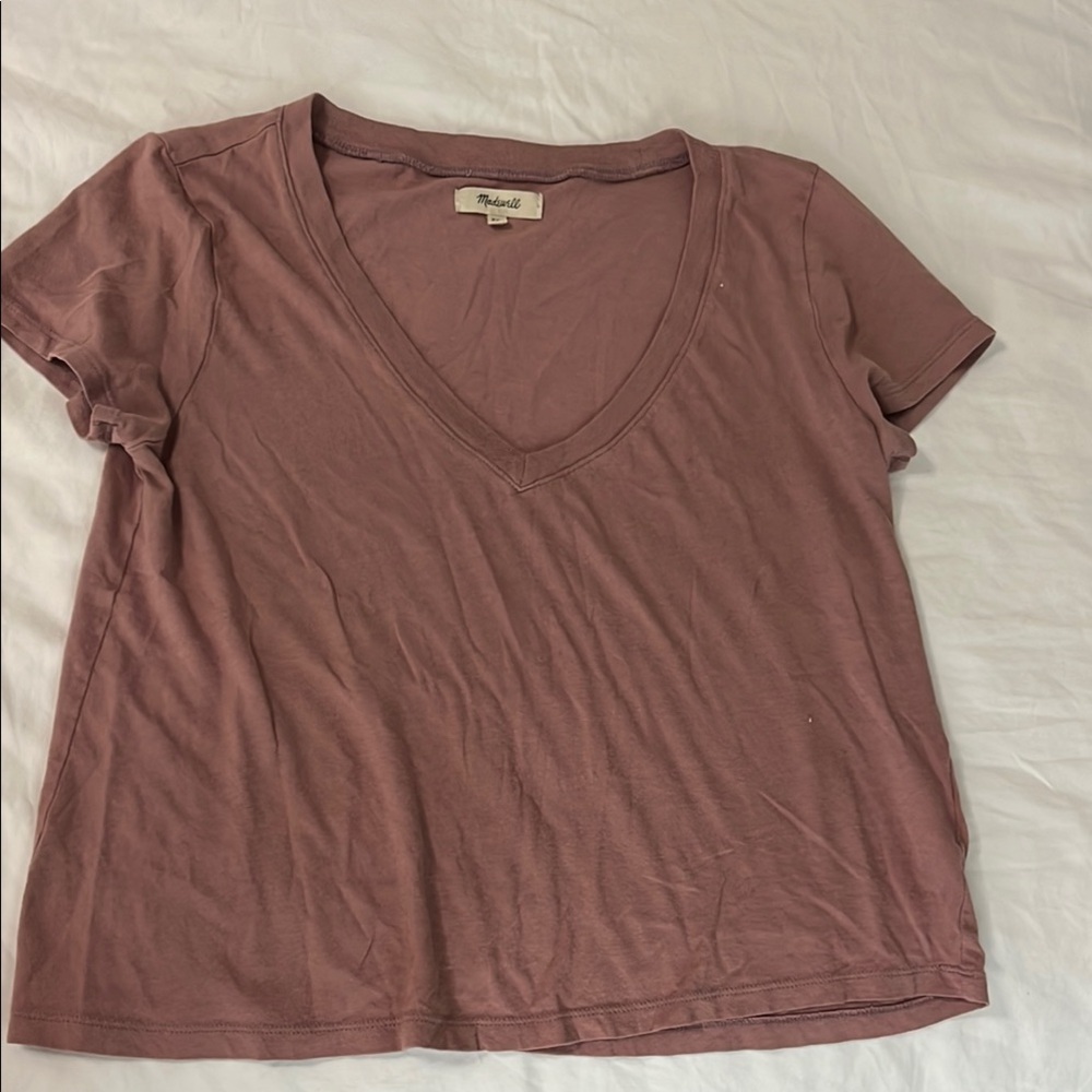 Madewell Mauve 100% Cotton Crop Relaxed T-Shirt